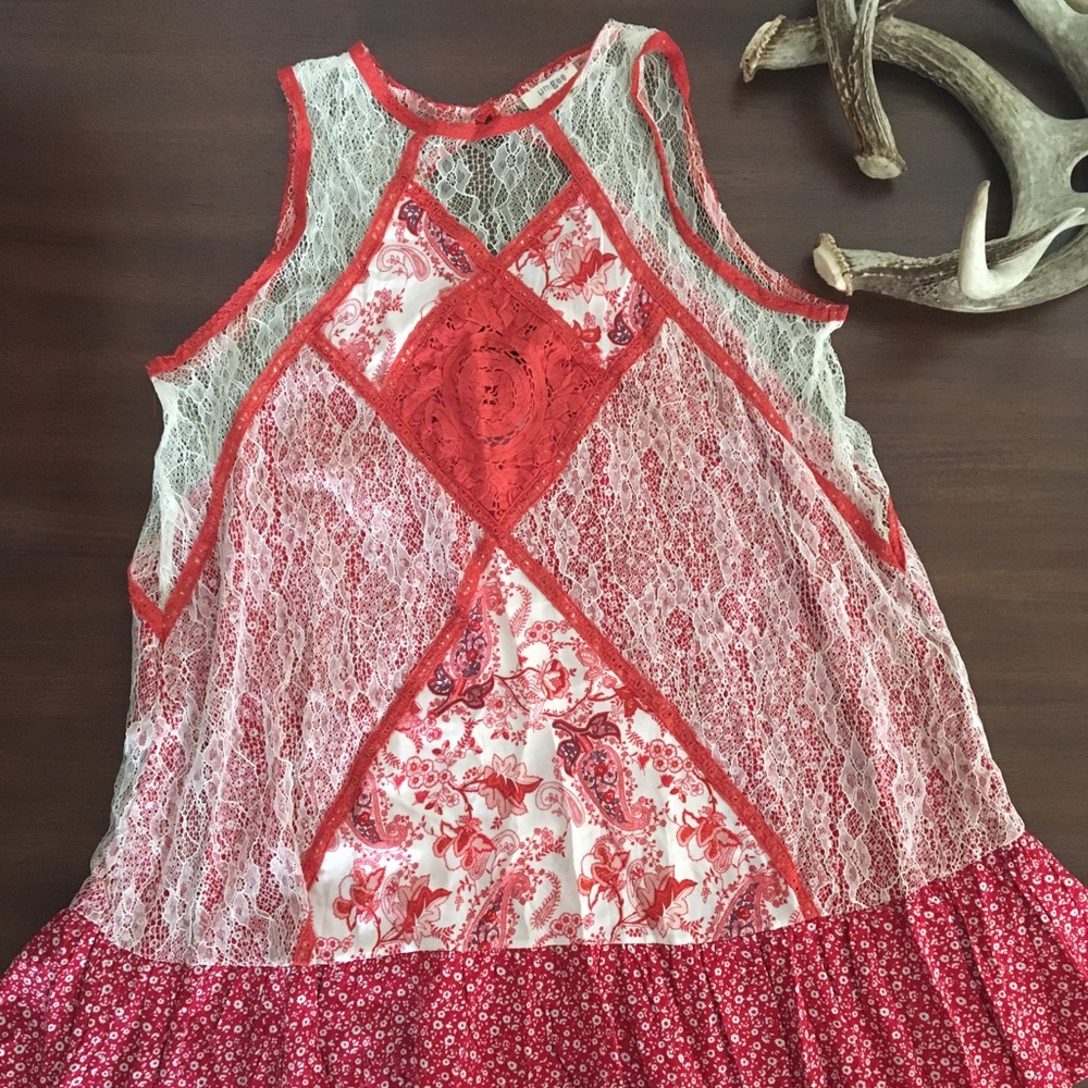 Mixed Pattern Boho Dress
